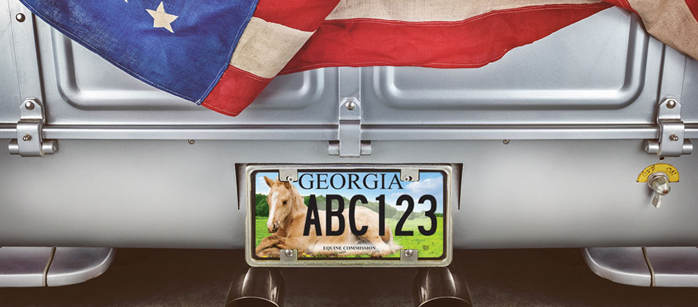 Truck with american flag and GA Equine tag